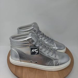 Fuego Silver High Top Dance Sneakers- Mens- Size 10.5- Silver- Athletic Shoes